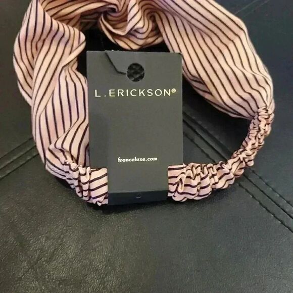 L. Erickson Women's Rose & Black Striped Polyester Franceluxe Headband NEW NWT - Picture 2 of 5